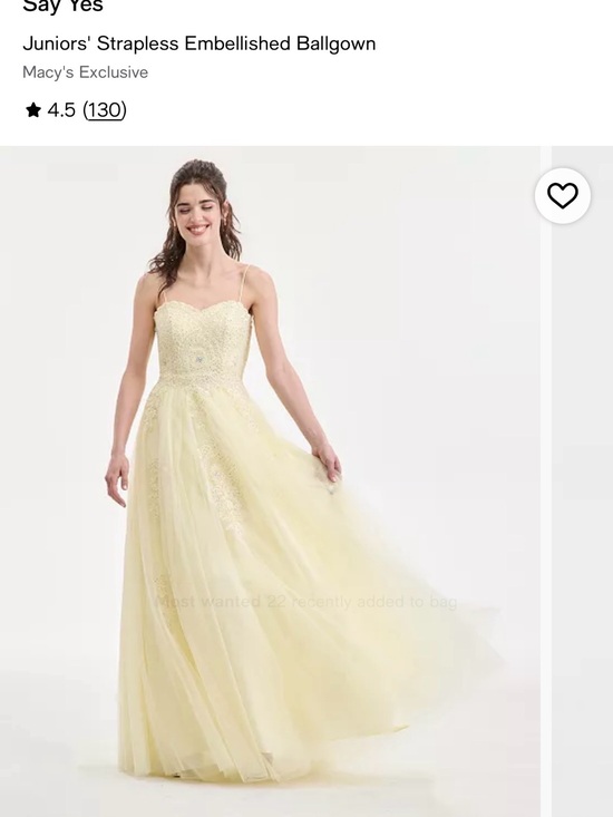 Dresses & Skirts - Juniors' Strapless Embellished Ballgown - Pale Yellow